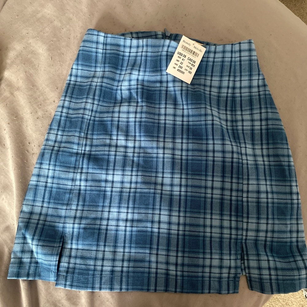 brandy melville blue plaid skirt. new with tags.